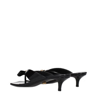 Versace Black Leather Stiletto Heels Sandals