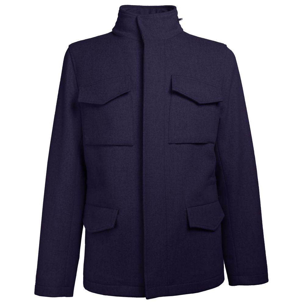 Made in Italy Blue Wool Coat