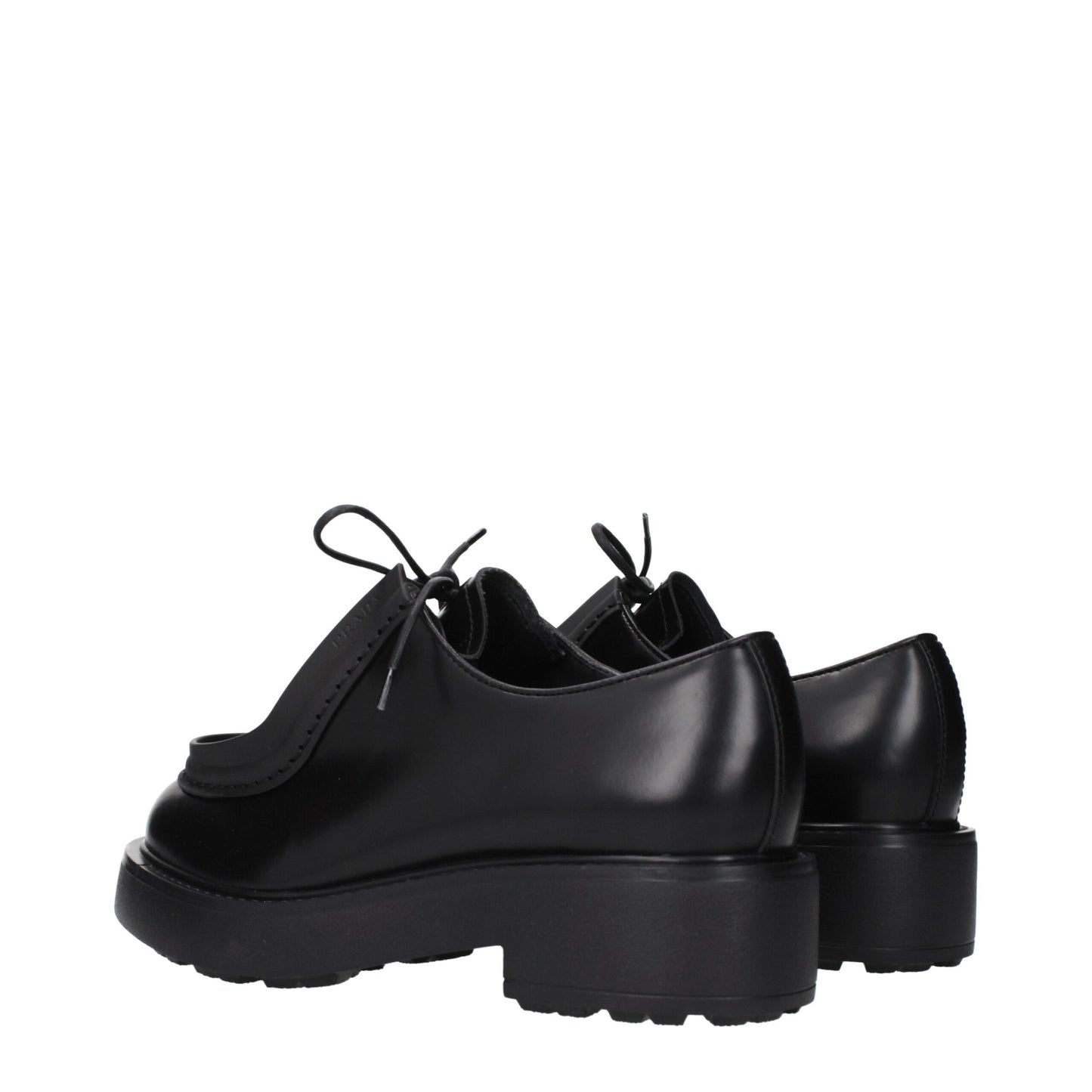 Prada Black Leather Oxfords And Derbies