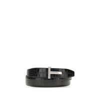 Tom Ford SHINY PRINTED CROC REVERSIBLE T BELT 30
