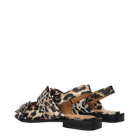 Ganni Brown Fabric Flat Sandals