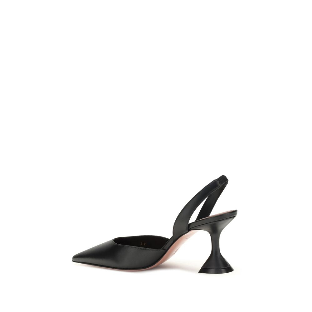 Black high-heeled shoe on a white background