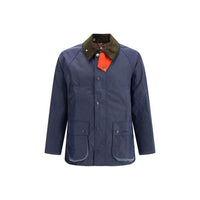 Barbour Waxed Jacket with a corded velvet collar