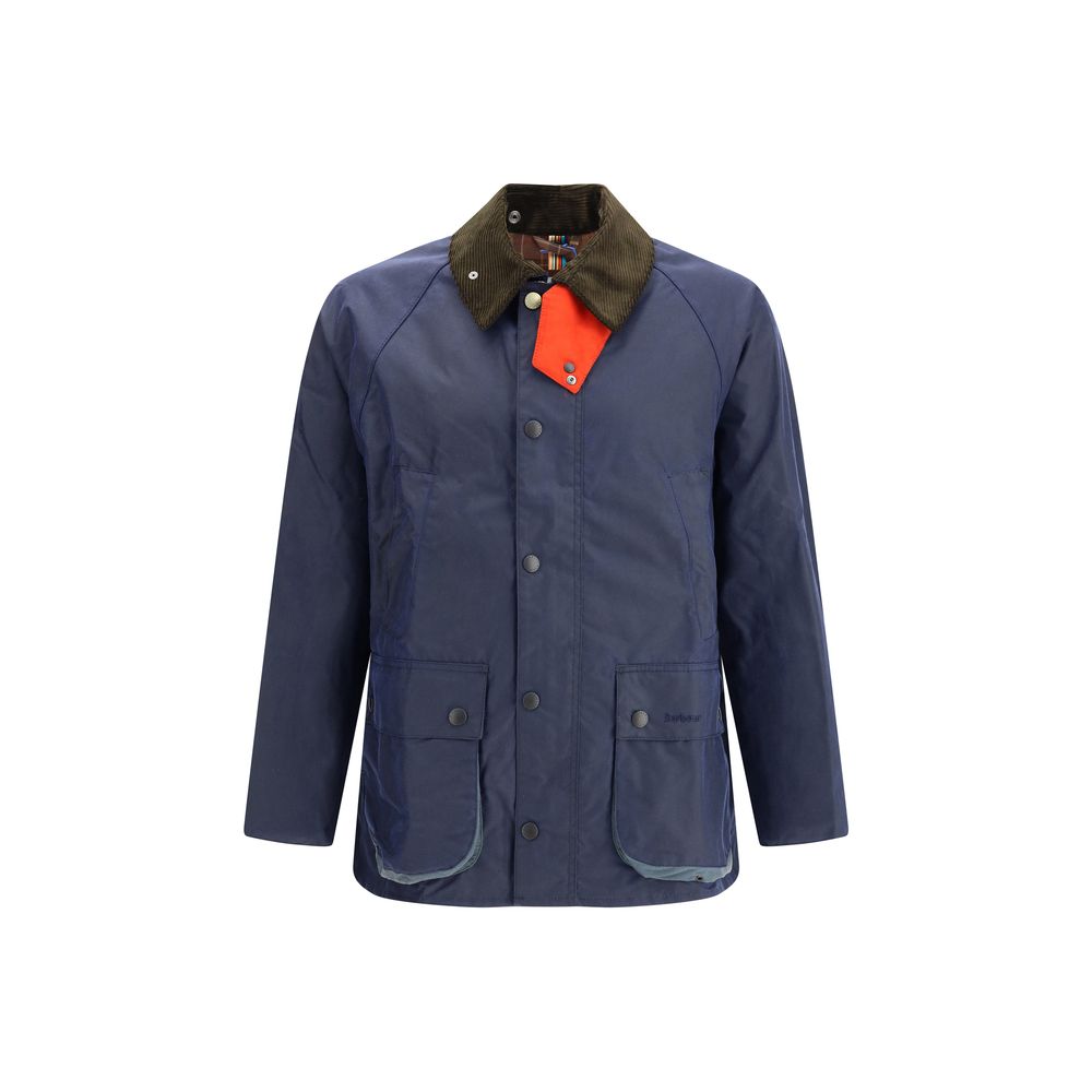 Barbour Waxed Jacket with a corded velvet collar