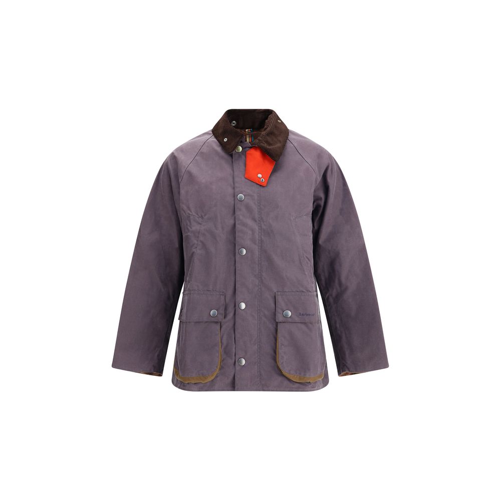 Barbour Waxed Jacket with a corded velvet collar