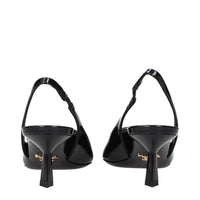 Prada Black Leather Mid Heel Pumps
