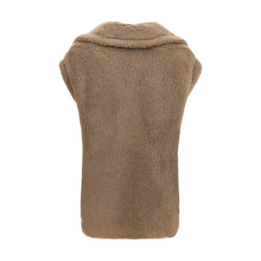 Max Mara Teddy alpaca and wool Vest - Brown sleeveless vest on a white background