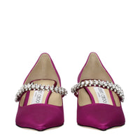 Jimmy Choo Pink Satin Mid Heel Pumps