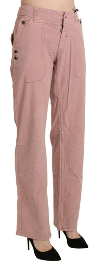 Ermanno Scervino Cotton Pink High Waist Straight Trouser Pants