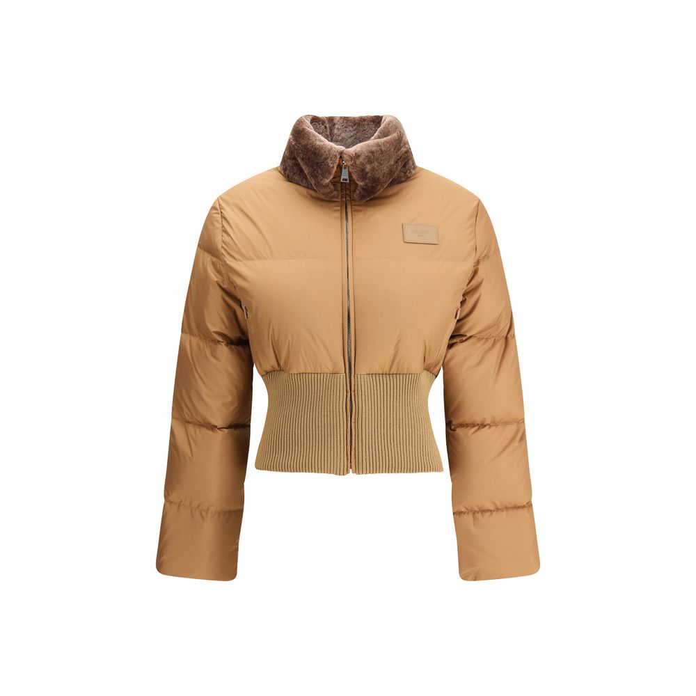 Fendi Cropped Down Jacket with Shearling lining
