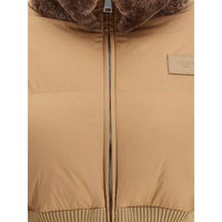 Fendi Cropped Down Jacket with Shearling lining