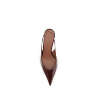 Amina Muaddi Bordeaux Calf Leather Bos Taurus Mid Heel Pumps