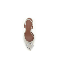 Amina Muaddi White Calf Leather Bos Taurus High Heel Pumps