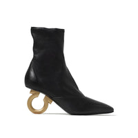 Salvatore Ferragamo Black Lamb Leather High Heel Boots