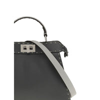 Fendi Gray Leather Shoulder Bag