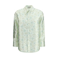 Jil Sander Green Silk Pattern Shirt