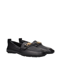 Versace Black Leather Slip-On Loafers