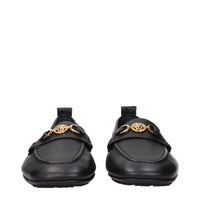Versace Black Leather Slip-On Loafers