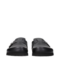 Palm Angels Black Leather Slippers