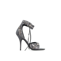 Balenciaga Gray Calfskin Stiletto Heel Sandals