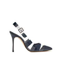 Manolo Blahnik Blue Calfskin High Heel Pumps