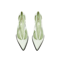 Prada Green Silk Mid Heel Pumps