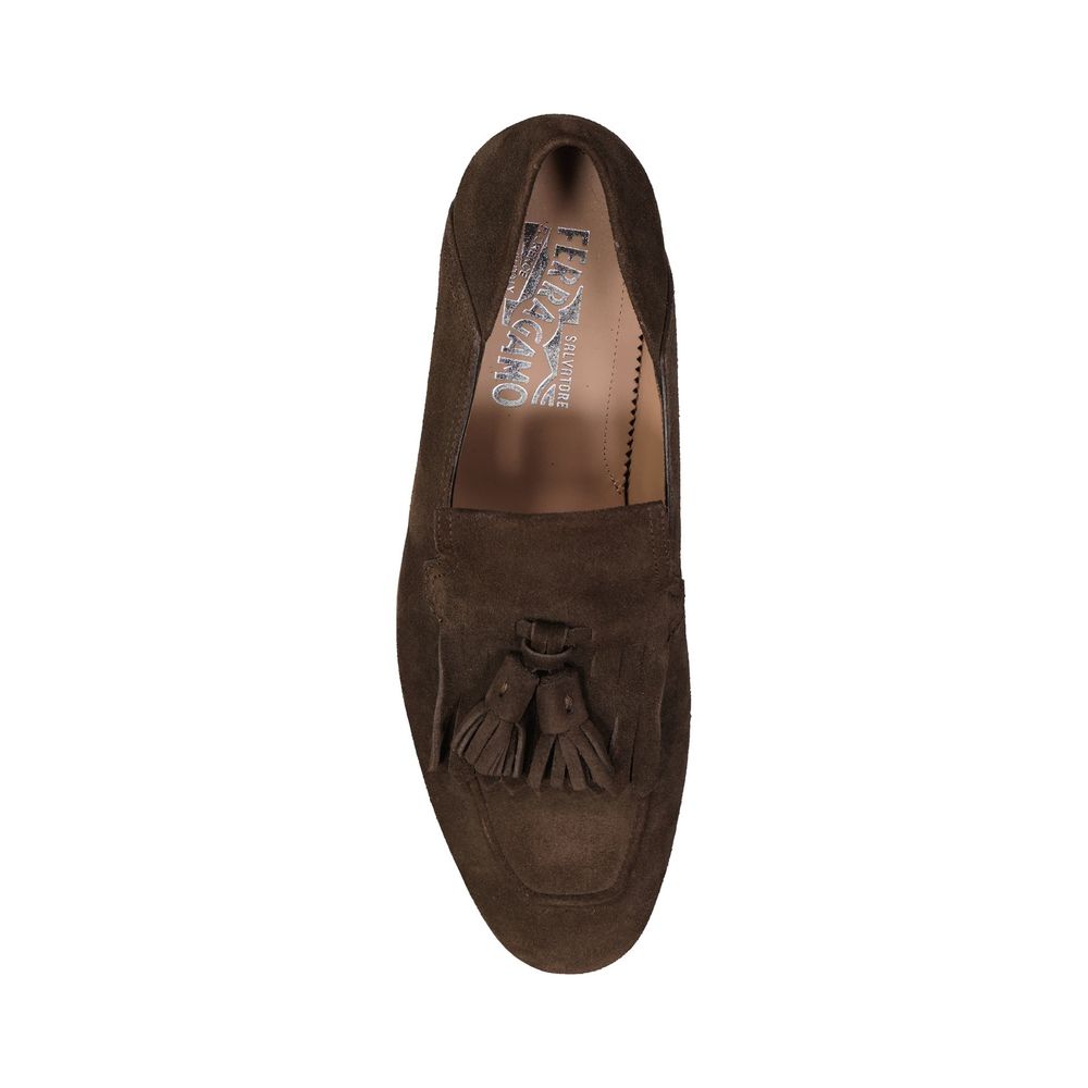 Salvatore Ferragamo Brown Calfskin Slip-On Loafers