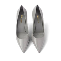 Prada Gray Leather High Heel Pumps