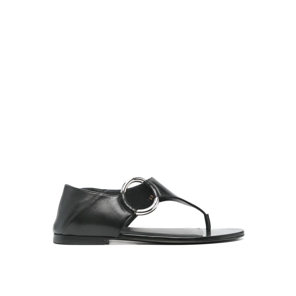 Saint Laurent Black Calfskin Strap-On Sandals
