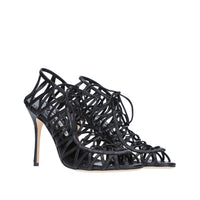 Manolo Blahnik Black Leather Strap-On Sandals