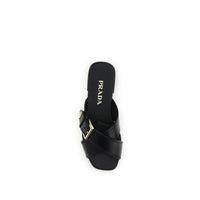 Prada Black Calf Leather Bos Taurus Flat Sandals