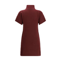 Brunello Cucinelli Bordeaux Fleece Wool Casual Dress