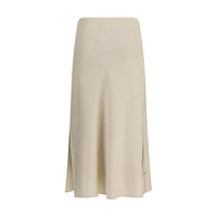 Brunello Cucinelli Cream Acetate Midi Skirt
