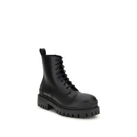 Balenciaga Black Calf Leather Bos Taurus Lace-Up Boots