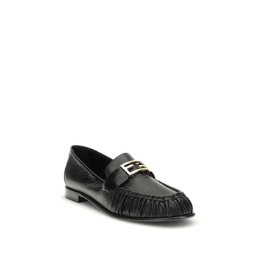 Fendi Black Calf Leather Bos Taurus Slip-On Loafers