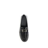 Fendi Black Calf Leather Bos Taurus Slip-On Loafers