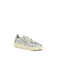 Autry Silver Calf Leather Bos Taurus Low Top Sneakers