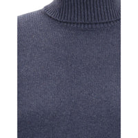 Brunello Cucinelli Blue Fleece Wool Turtleneck