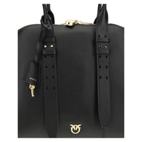 PINKO Black Calf Leather Bos Taurus Shoulder Bag