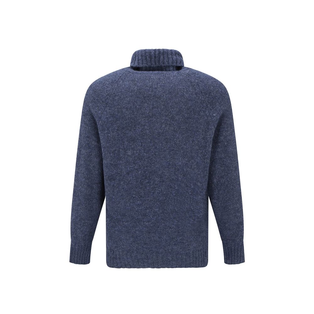 Brunello Cucinelli Blue Alpaca Leather Turtleneck