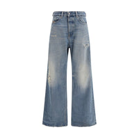 Diesel Blue Cotton Relaxed Fit Jeans