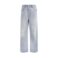 Diesel Light Blue Cotton Relaxed Fit Jeans
