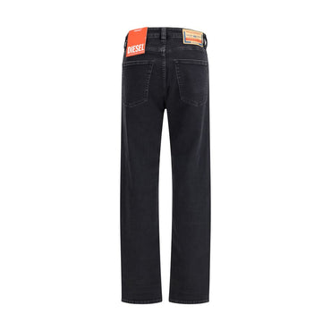Diesel Black Cotton Relaxed Fit Jeans
