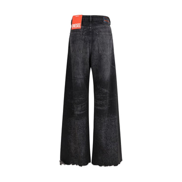 Diesel Black Cotton Relaxed Fit Jeans