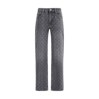 Marine Serre Gray Cotton Straight-Leg Jeans