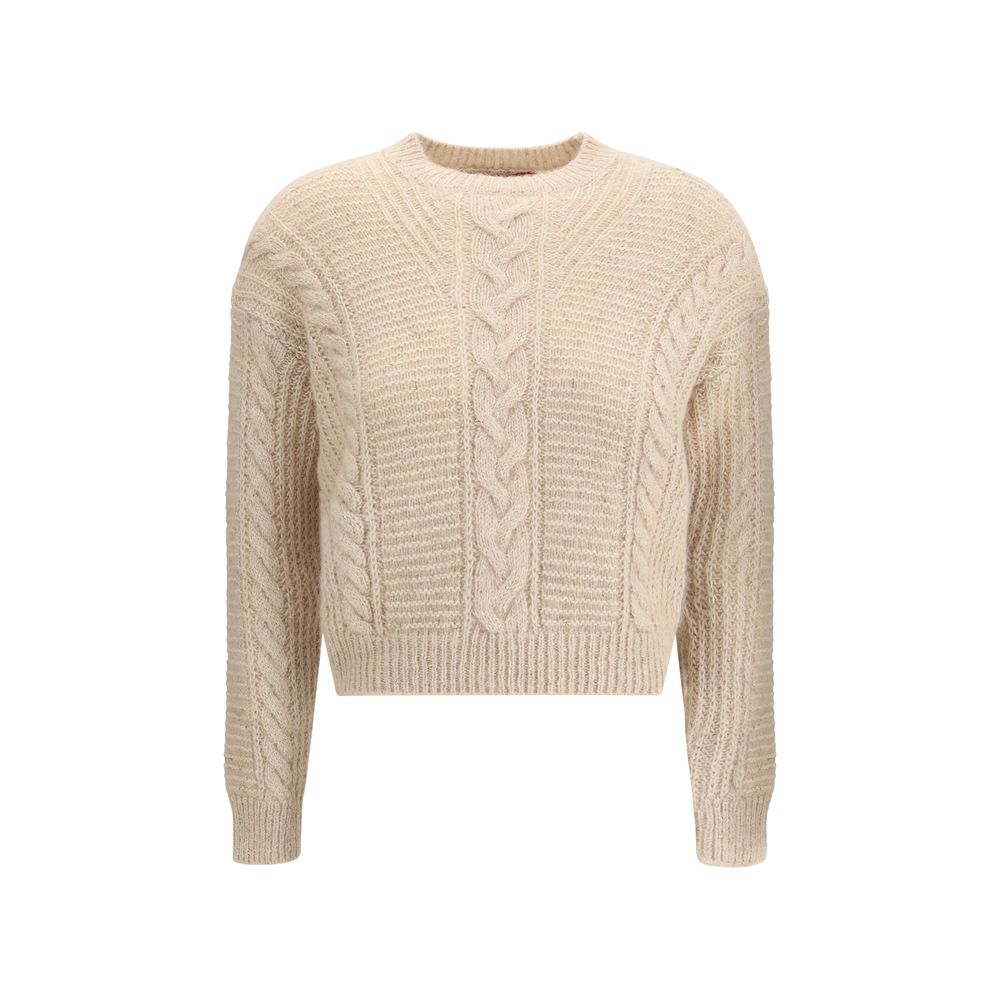 Max Mara Beige Polyamide Sweater - Beige cable knit sweater on a white background