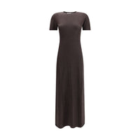 Ferragamo Brown Fleece Wool Long Dress