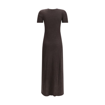 Ferragamo Brown Fleece Wool Long Dress