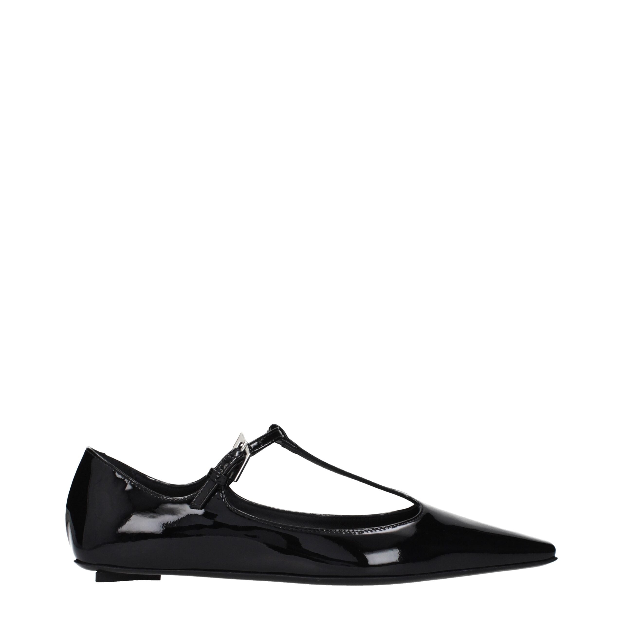 The Attico Black Leather Ballet Flats