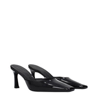 The Attico Black Leather Flat Sandals